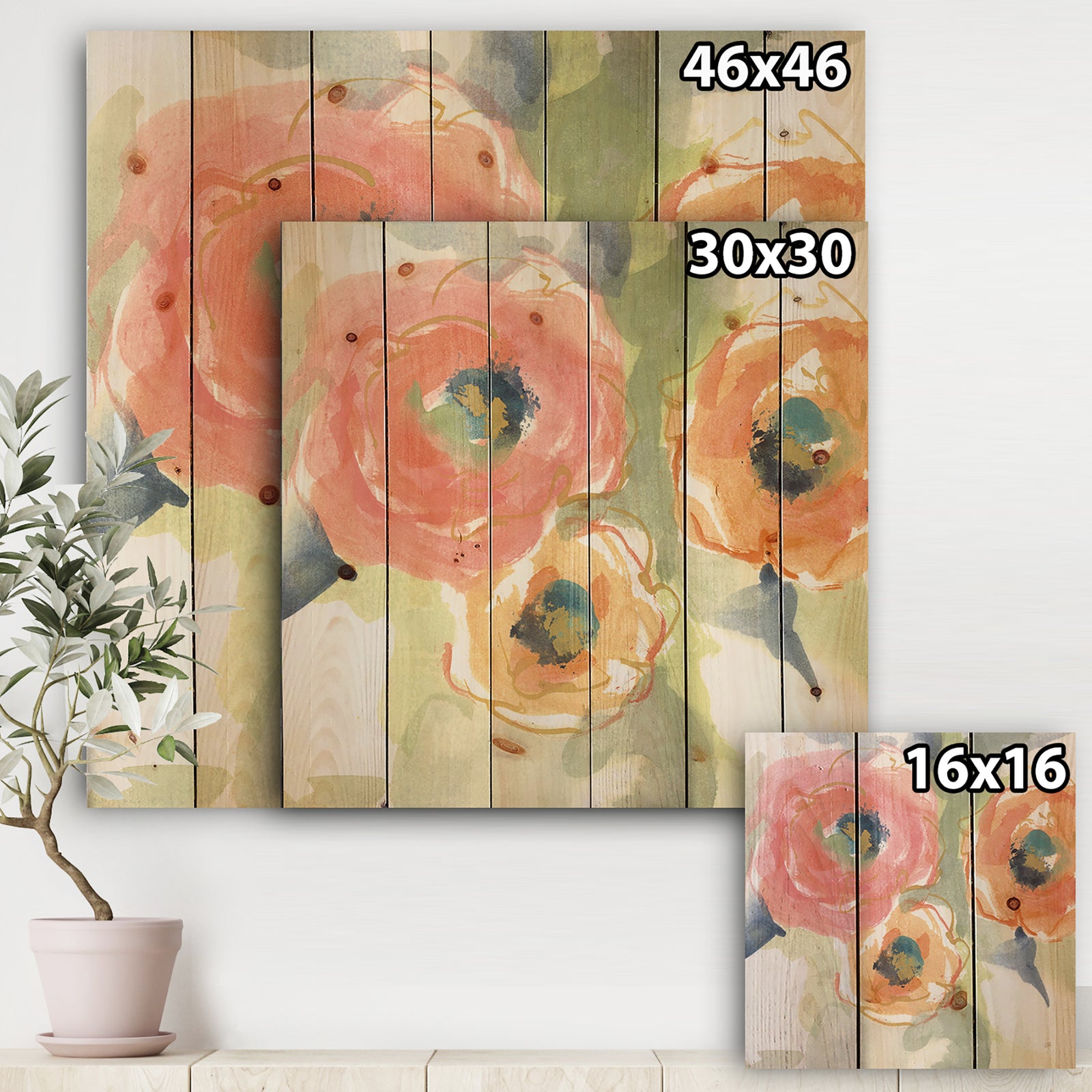 Buttercup II - Traditional Print on Natural Pine Wood