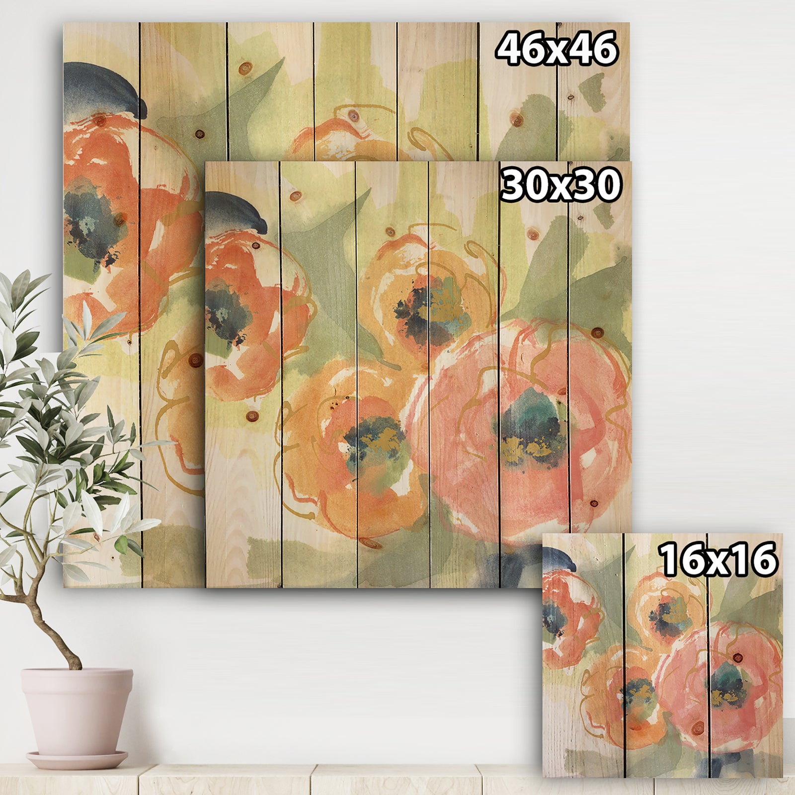 Buttercup I - Traditional Print on Natural Pine Wood