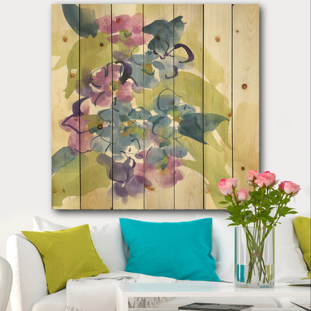Spring Bouquet II - Traditional Print on Natural Pine Wood