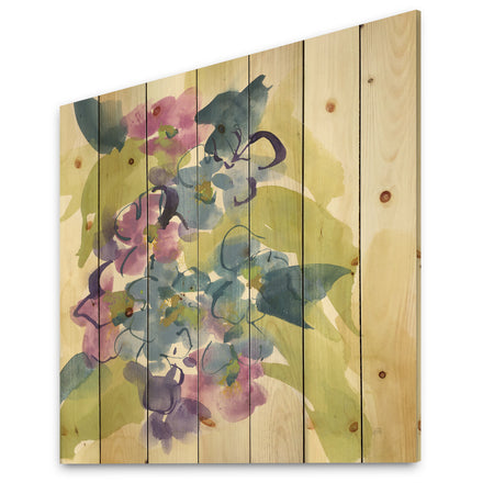 Spring Bouquet II - Traditional Print on Natural Pine Wood