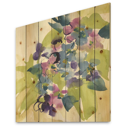 Spring Bouquet I - Traditional Print on Natural Pine Wood