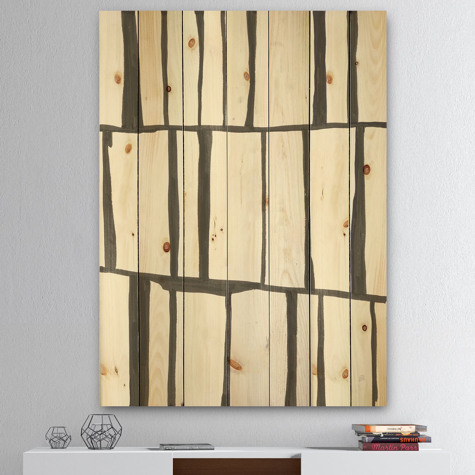 minimalist black and white I - Transitional Print on Natural Pine Wood