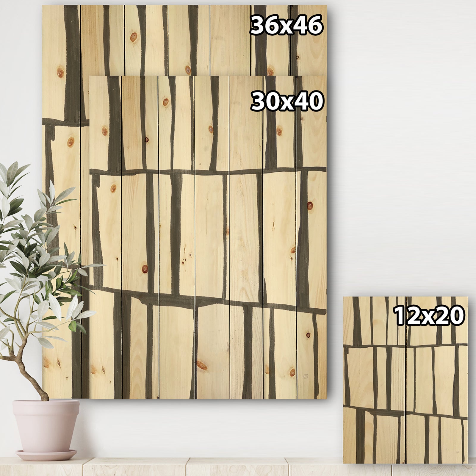 minimalist black and white I - Transitional Print on Natural Pine Wood