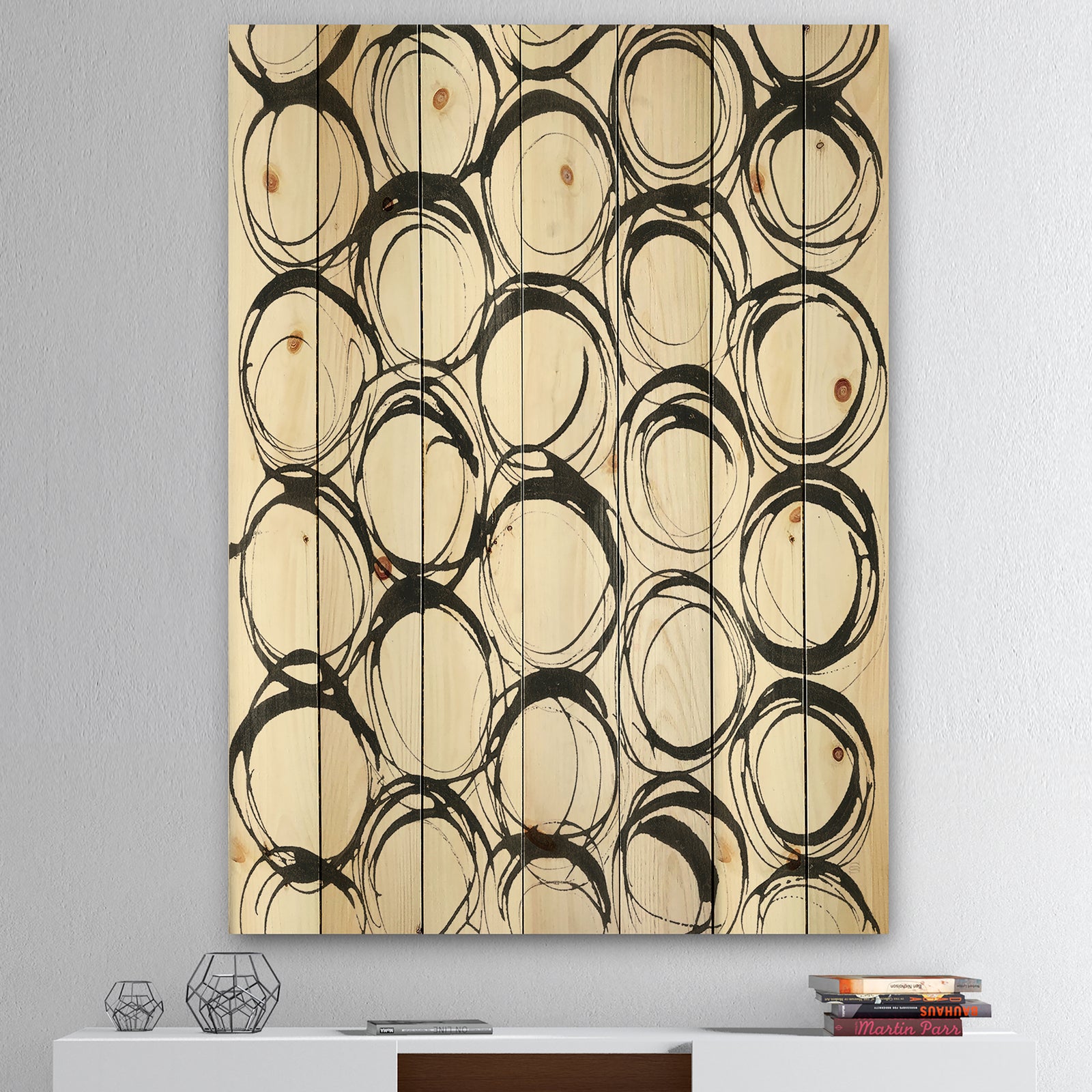 minimalist black and white II - Transitional Print on Natural Pine Wood