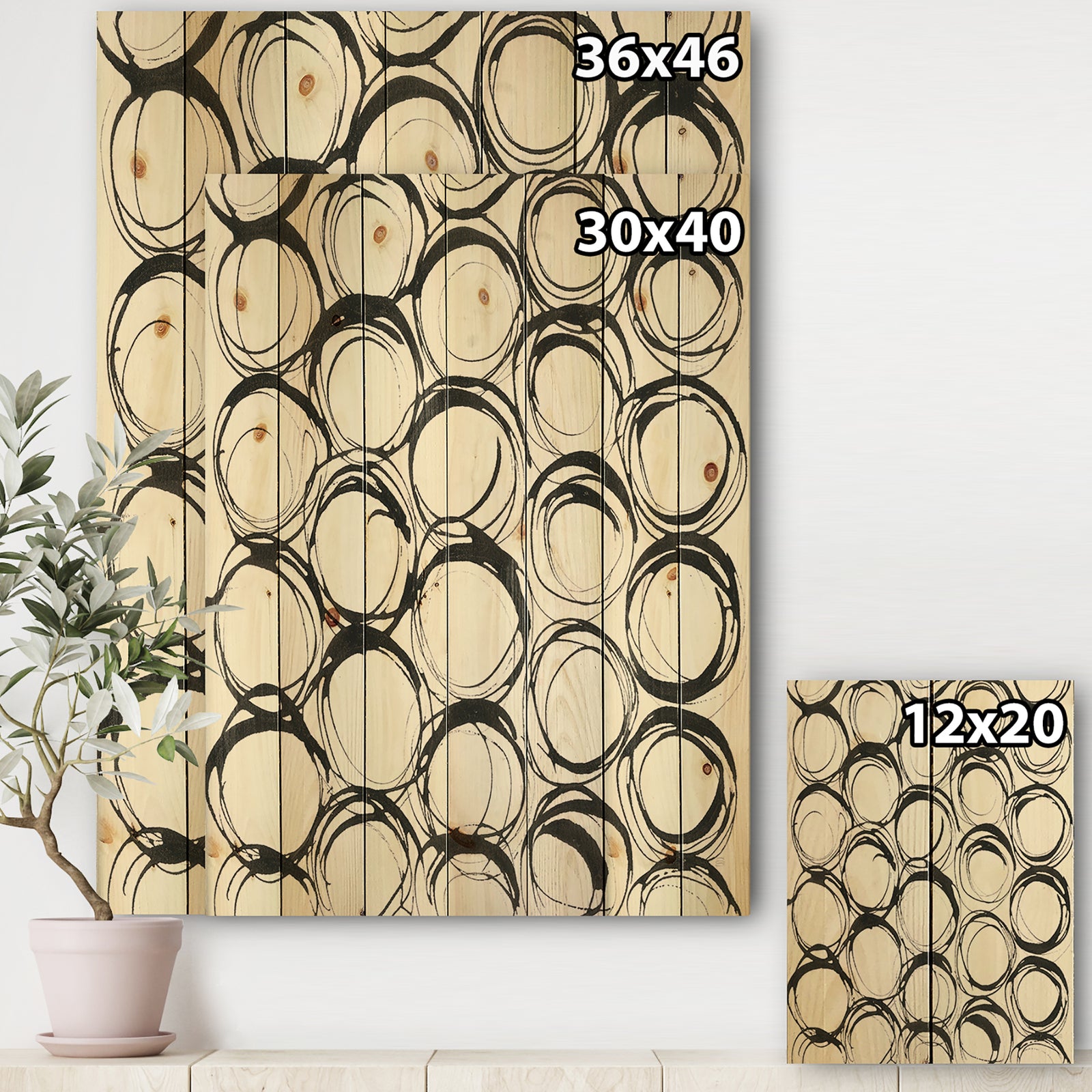 minimalist black and white II - Transitional Print on Natural Pine Wood