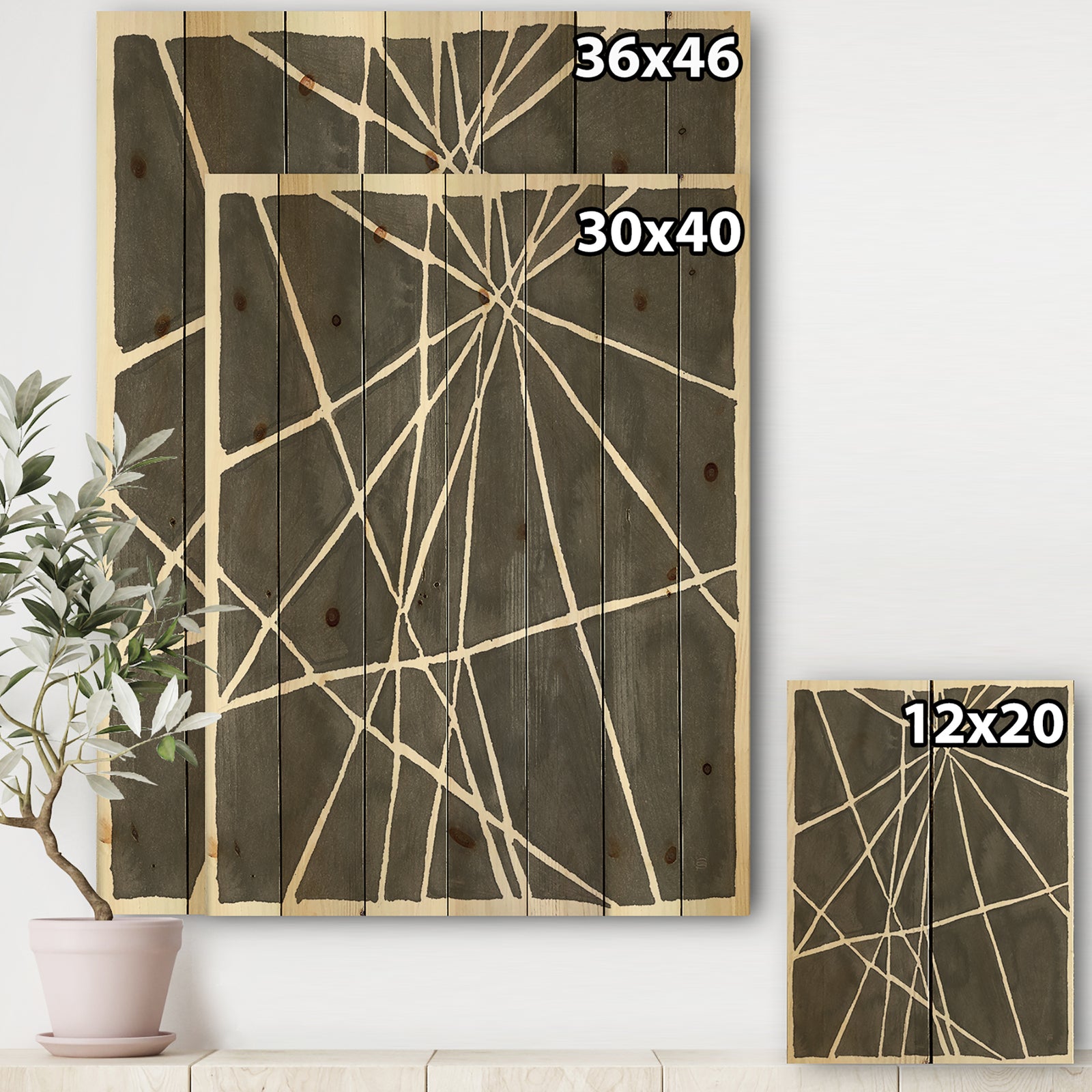 Minimalist Graphics II - Transitional Print on Natural Pine Wood