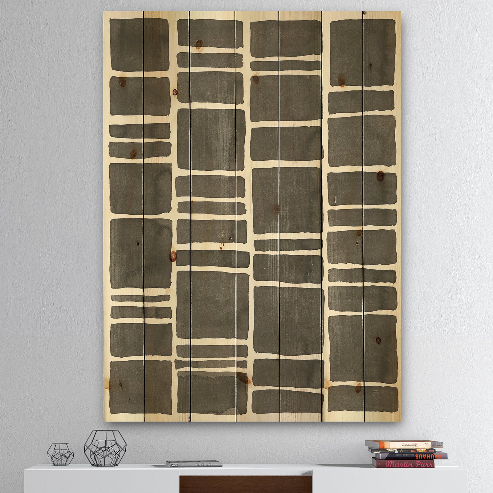 Minimalist Graphics IV - Transitional Print on Natural Pine Wood