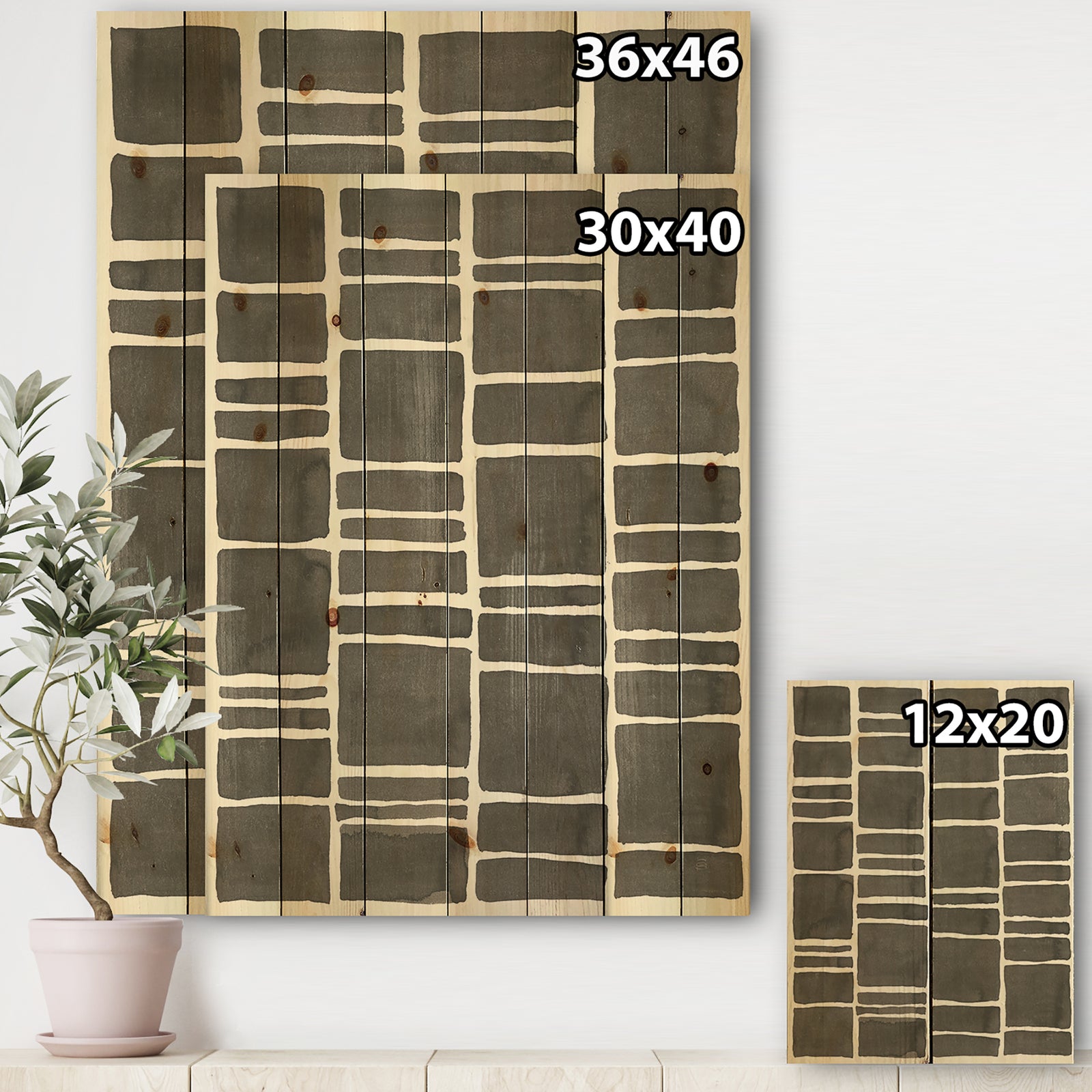 Minimalist Graphics IV - Transitional Print on Natural Pine Wood