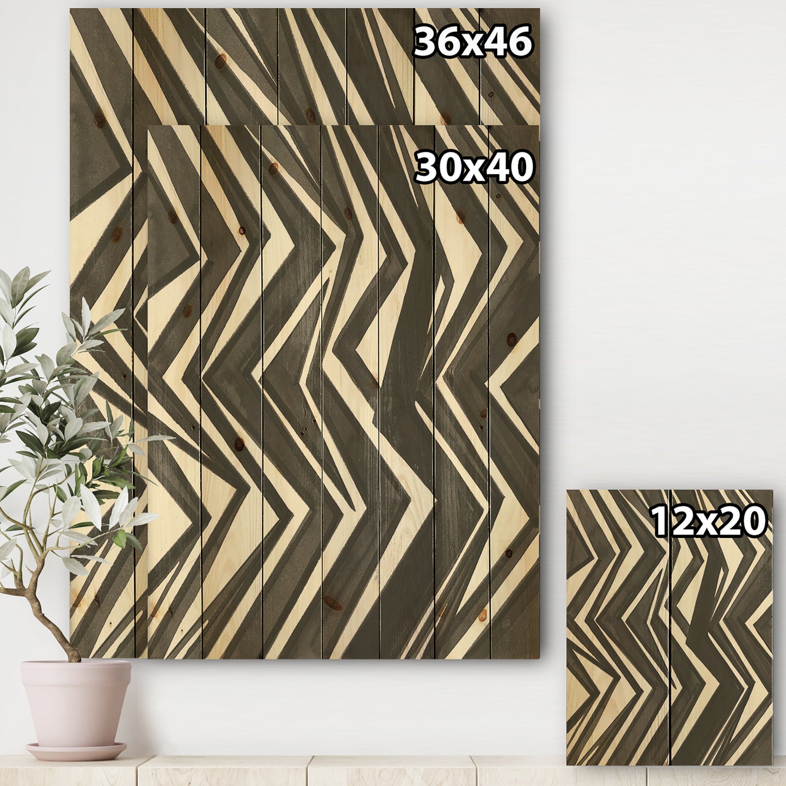 Minimalist Graphics VI - Transitional Print on Natural Pine Wood