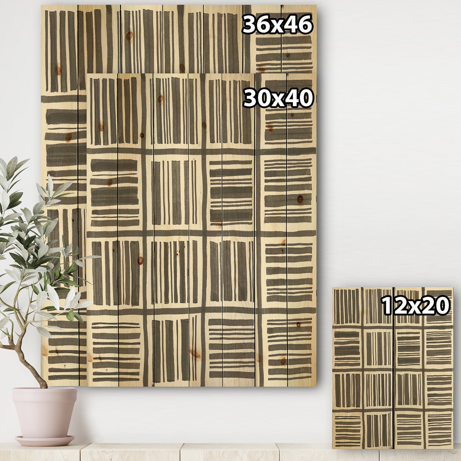 Minimalist Graphics I - Transitional Print on Natural Pine Wood