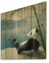 Panda after a long day - Traditional Print on Natural Pine Wood