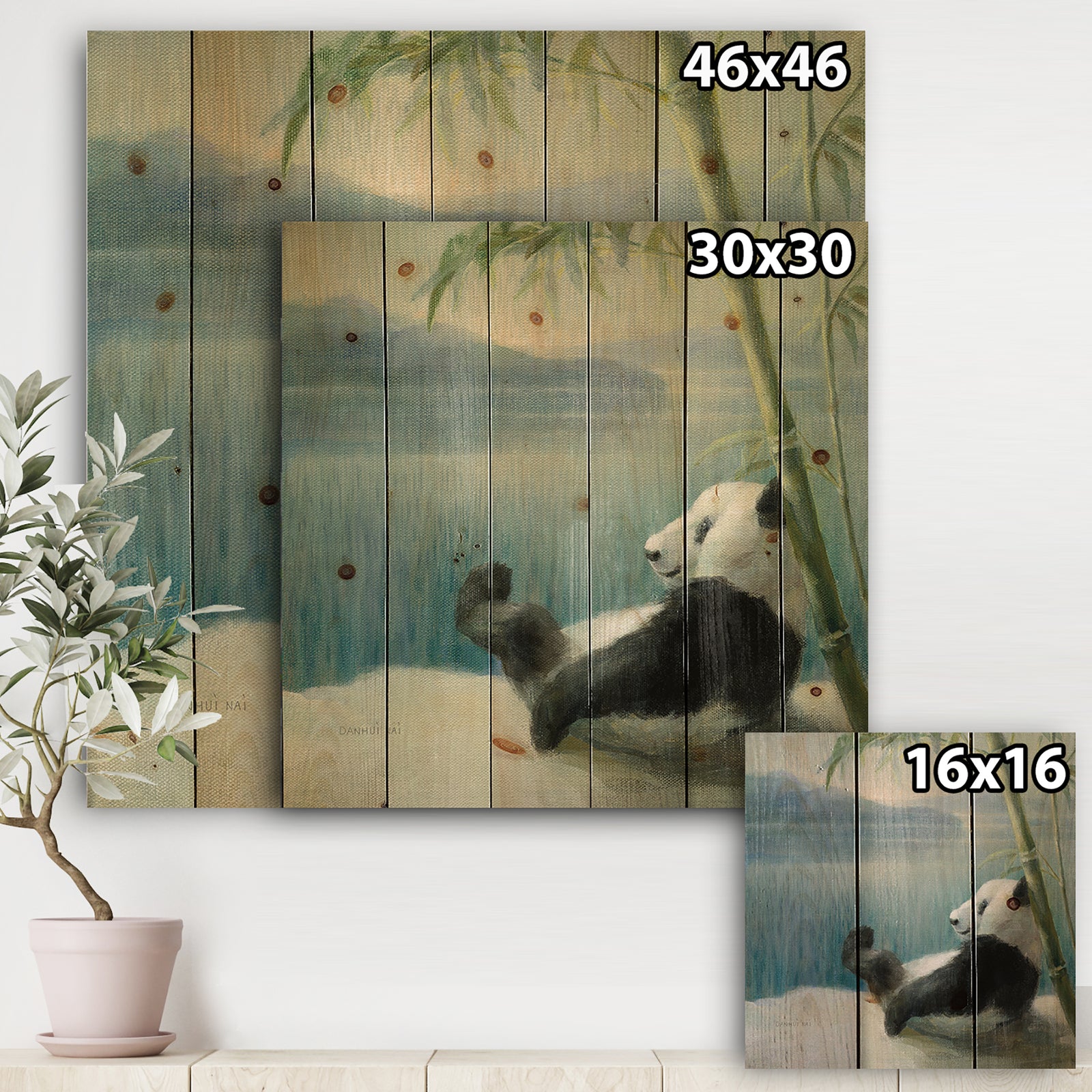 Panda after a long day - Traditional Print on Natural Pine Wood
