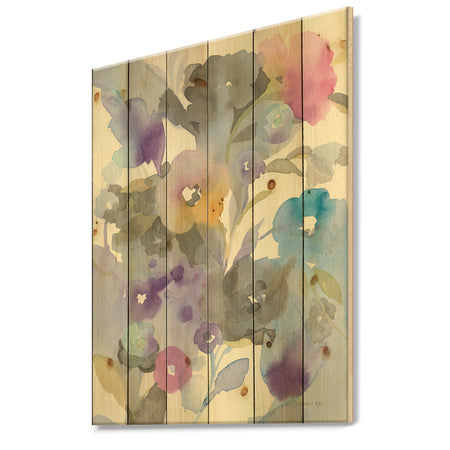 Jewel Garden I - Modern Farmhouse Print on Natural Pine Wood