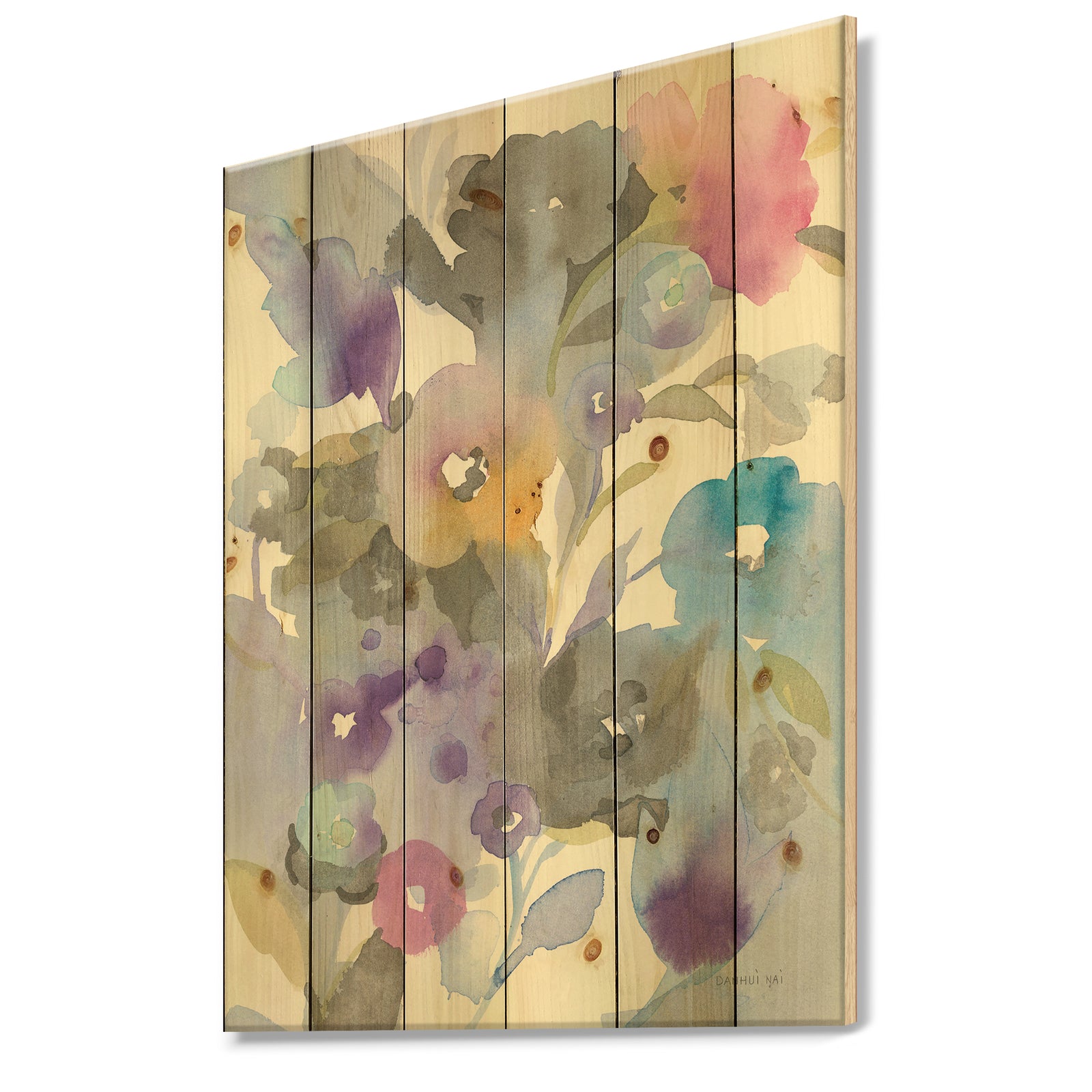 Jewel Garden I - Modern Farmhouse Print on Natural Pine Wood