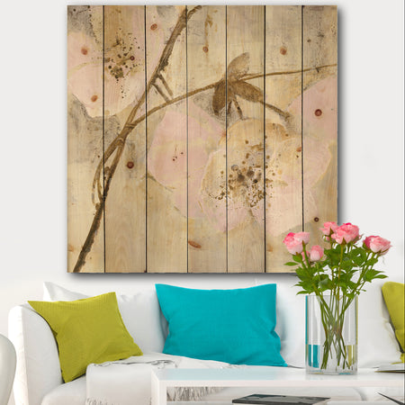 Elegance II Pink - Shabby Chic Print on Natural Pine Wood