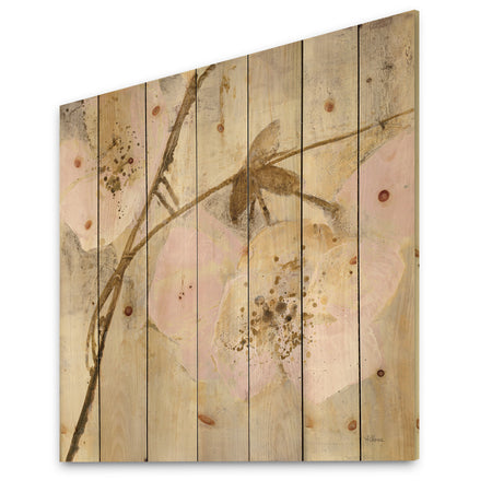 Elegance II Pink - Shabby Chic Print on Natural Pine Wood