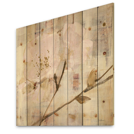 Elegance I Pink - Shabby Chic Print on Natural Pine Wood
