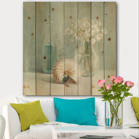 Pastel Bath IV - Farmhouse Print on Natural Pine Wood