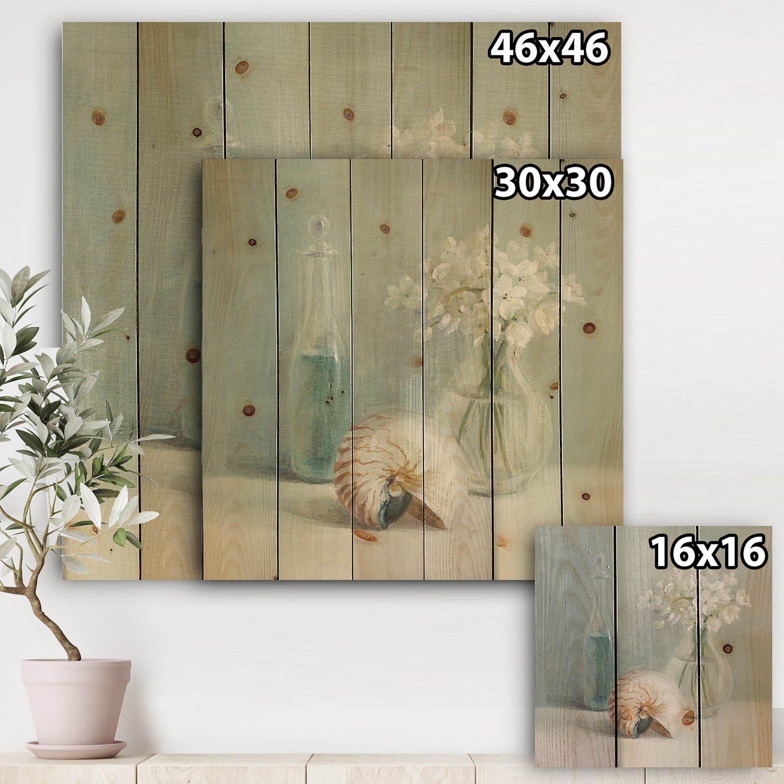 Pastel Bath IV - Farmhouse Print on Natural Pine Wood