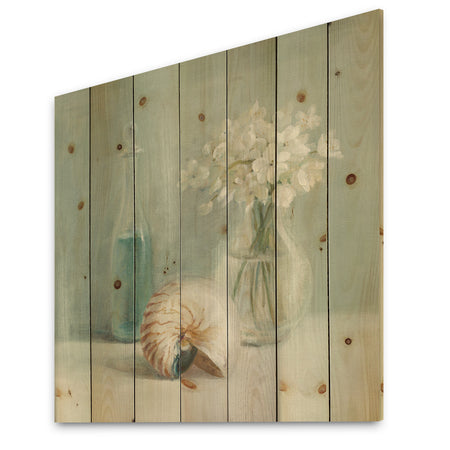 Pastel Bath IV - Farmhouse Print on Natural Pine Wood