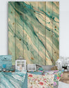 Silver Springs II Blue Green - Nautical & Coastal Print on Natural Pine Wood