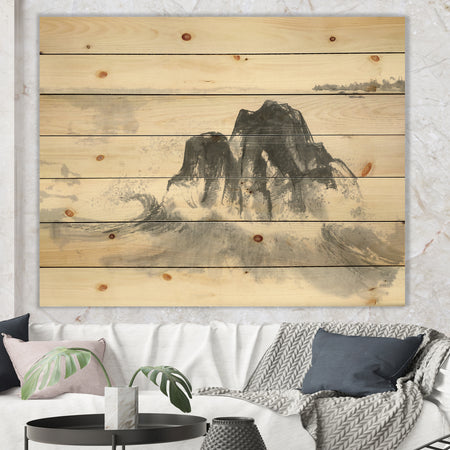 Ocean Waves - Lake House Print on Natural Pine Wood