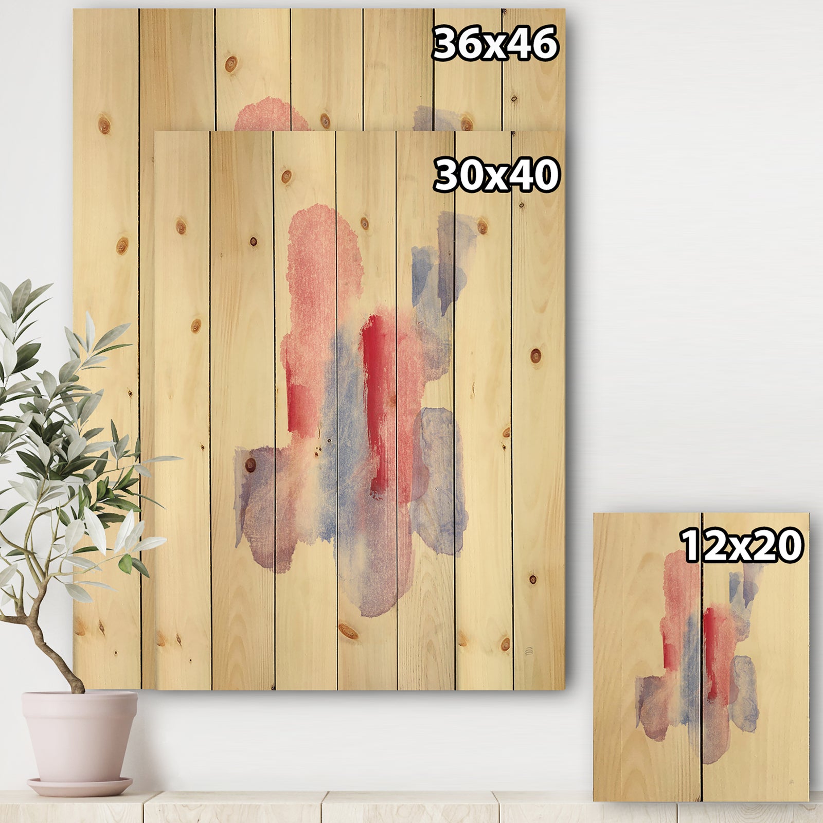 geometric Pastel II - Mid-Century Modern Print on Natural Pine Wood