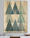 minimal Triangles IV Blue - Mid-Century Modern Print on Natural Pine Wood