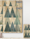 minimal Triangles IV Blue - Mid-Century Modern Print on Natural Pine Wood