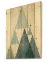 minimal Triangles III Blue - Mid-Century Modern Print on Natural Pine Wood