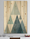 minimal Triangles III Blue - Mid-Century Modern Print on Natural Pine Wood