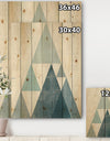 minimal Triangles III Blue - Mid-Century Modern Print on Natural Pine Wood