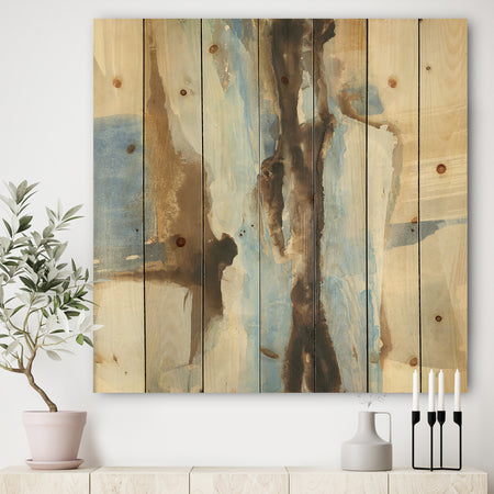 River Run I - Modern & Contemporary Print on Natural Pine Wood
