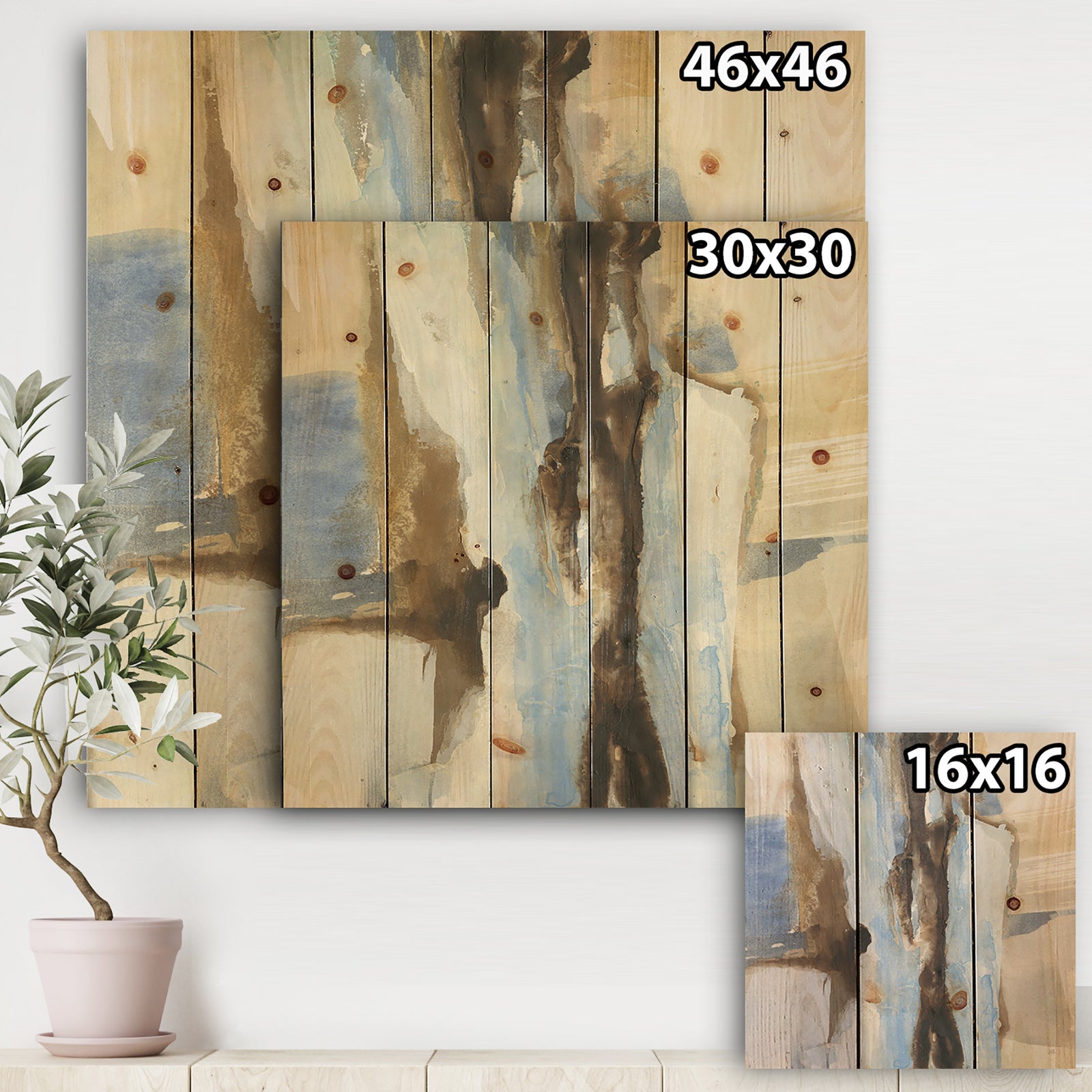 River Run I - Modern & Contemporary Print on Natural Pine Wood