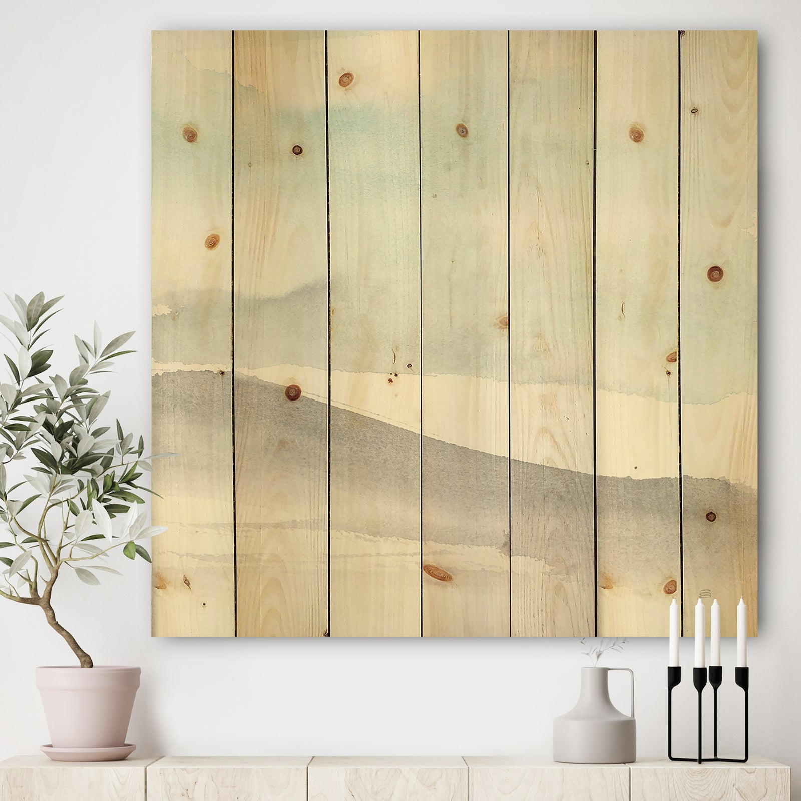 minimal geometric Zen I - Transitional Print on Natural Pine Wood