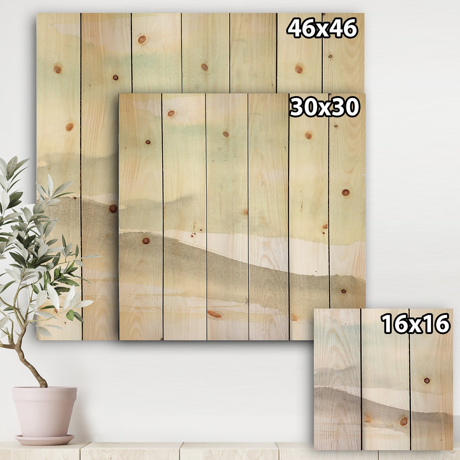 minimal geometric Zen I - Transitional Print on Natural Pine Wood
