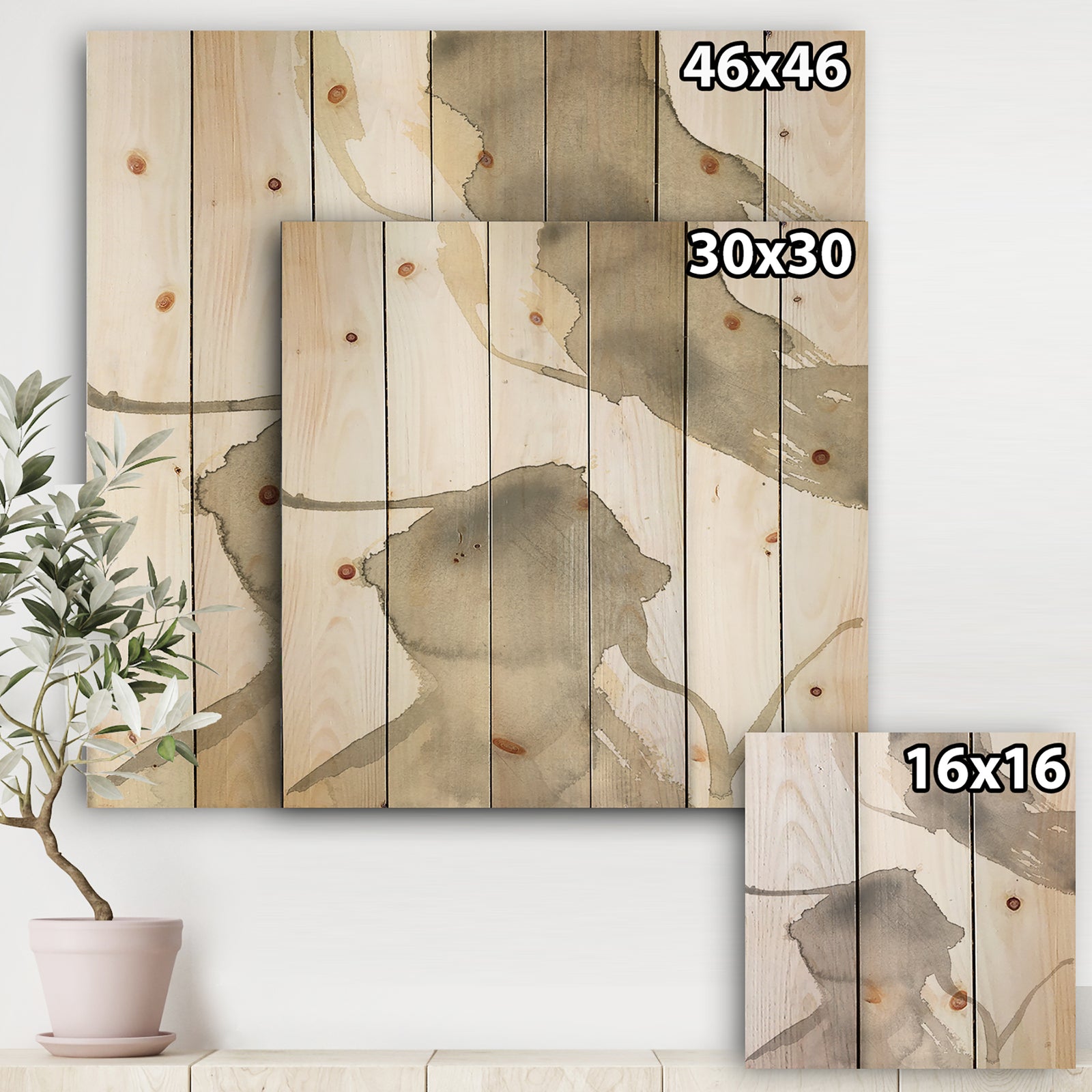 minimal geometric Zen IV - Transitional Print on Natural Pine Wood