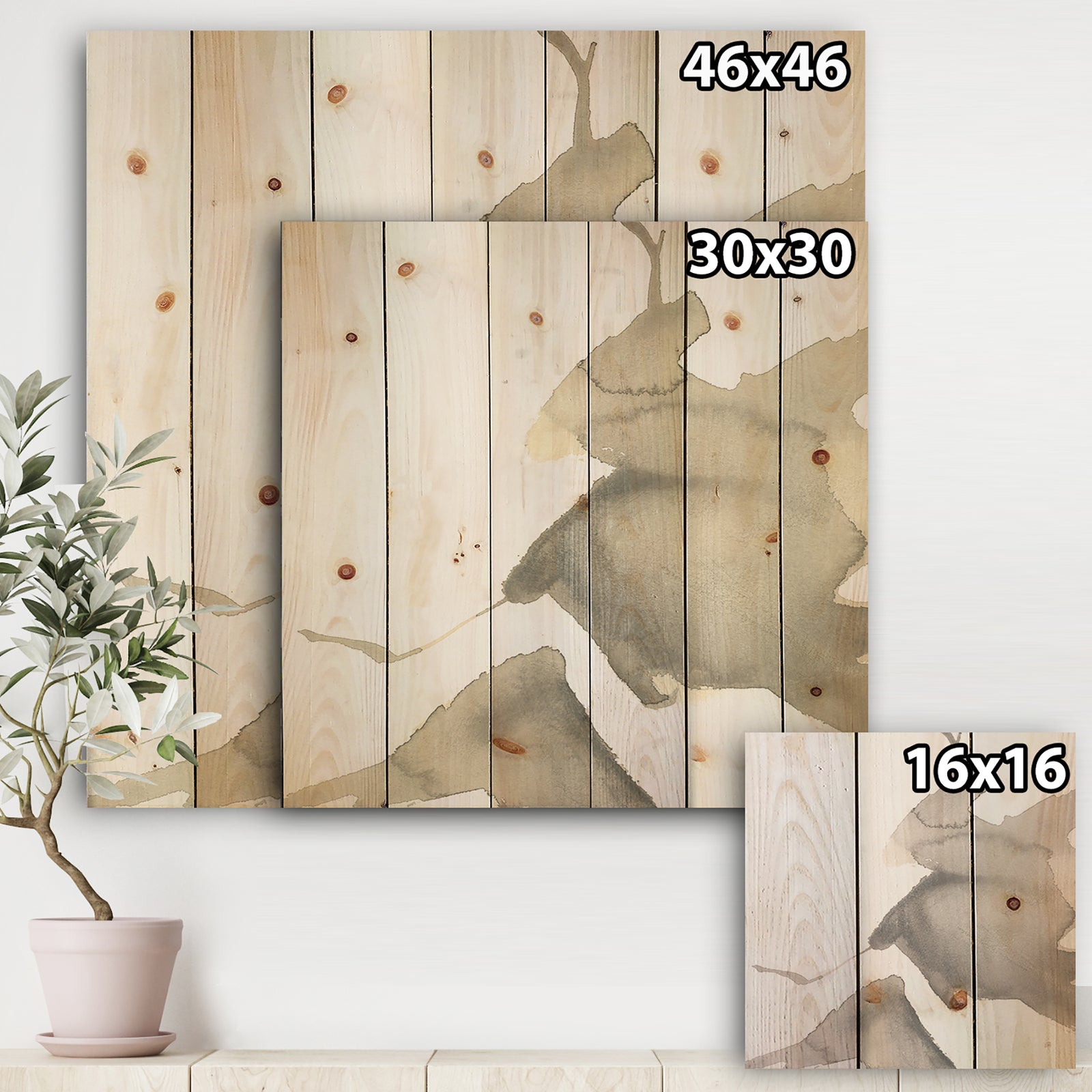 minimal geometric Zen V - Transitional Print on Natural Pine Wood