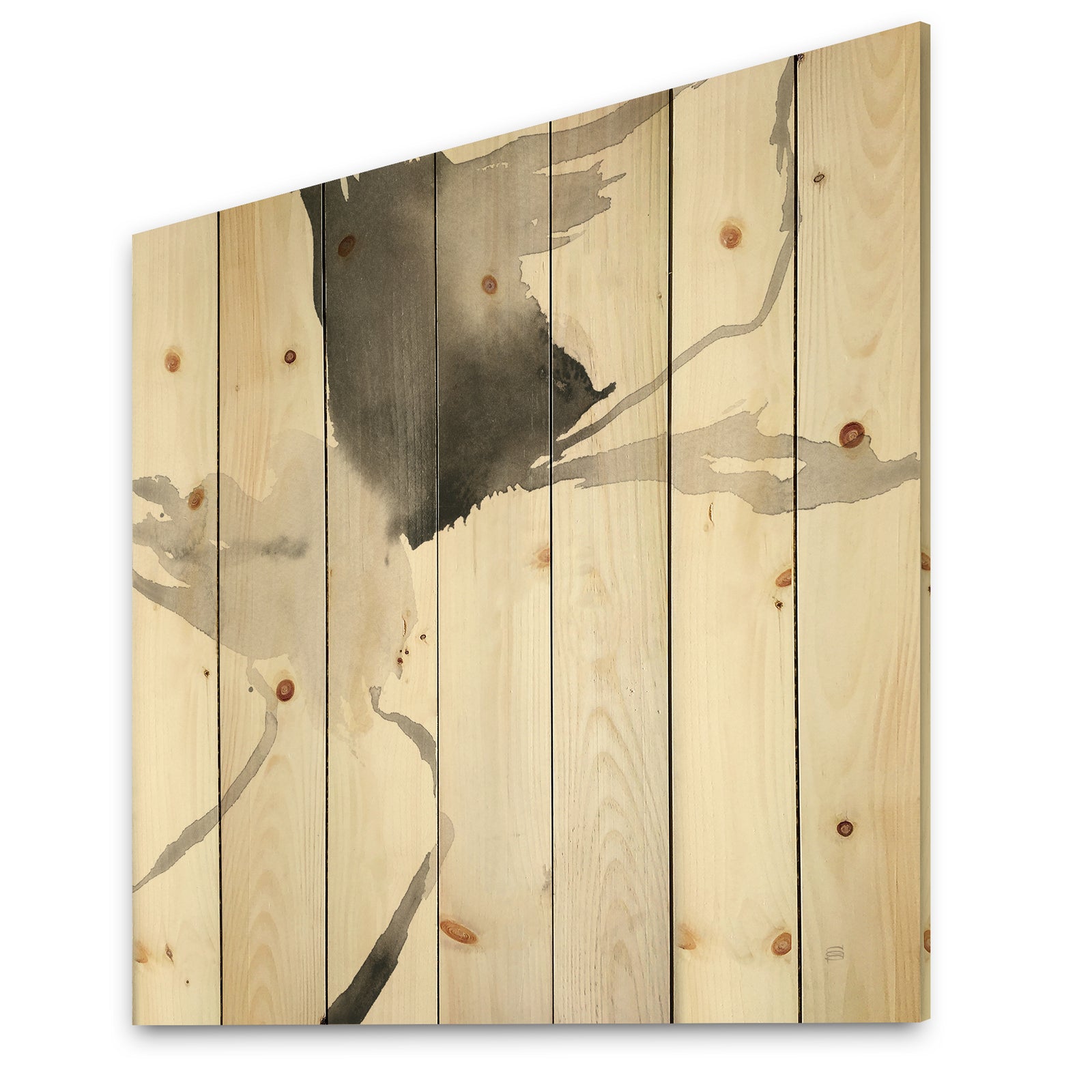 minimal geometric Gesture I - Transitional Print on Natural Pine Wood