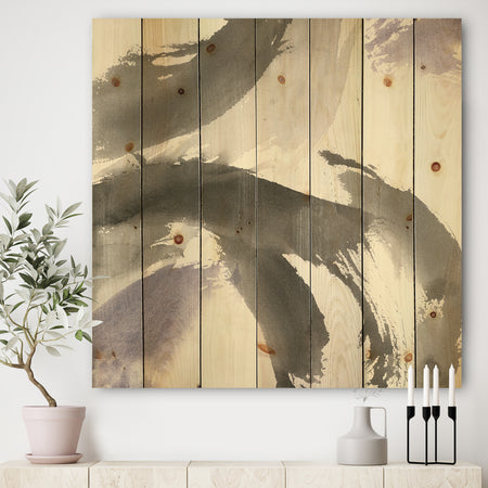 minimal geometric Gesture III - Transitional Print on Natural Pine Wood