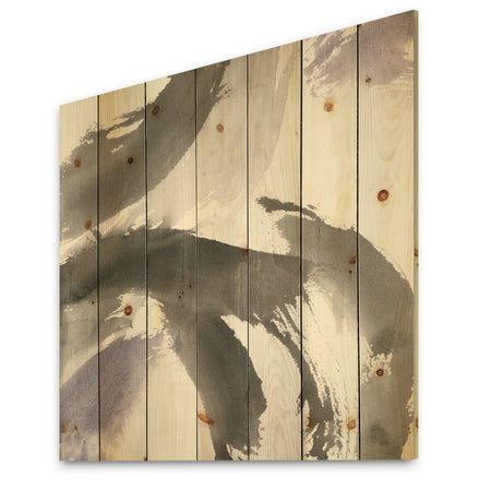 minimal geometric Gesture III - Transitional Print on Natural Pine Wood