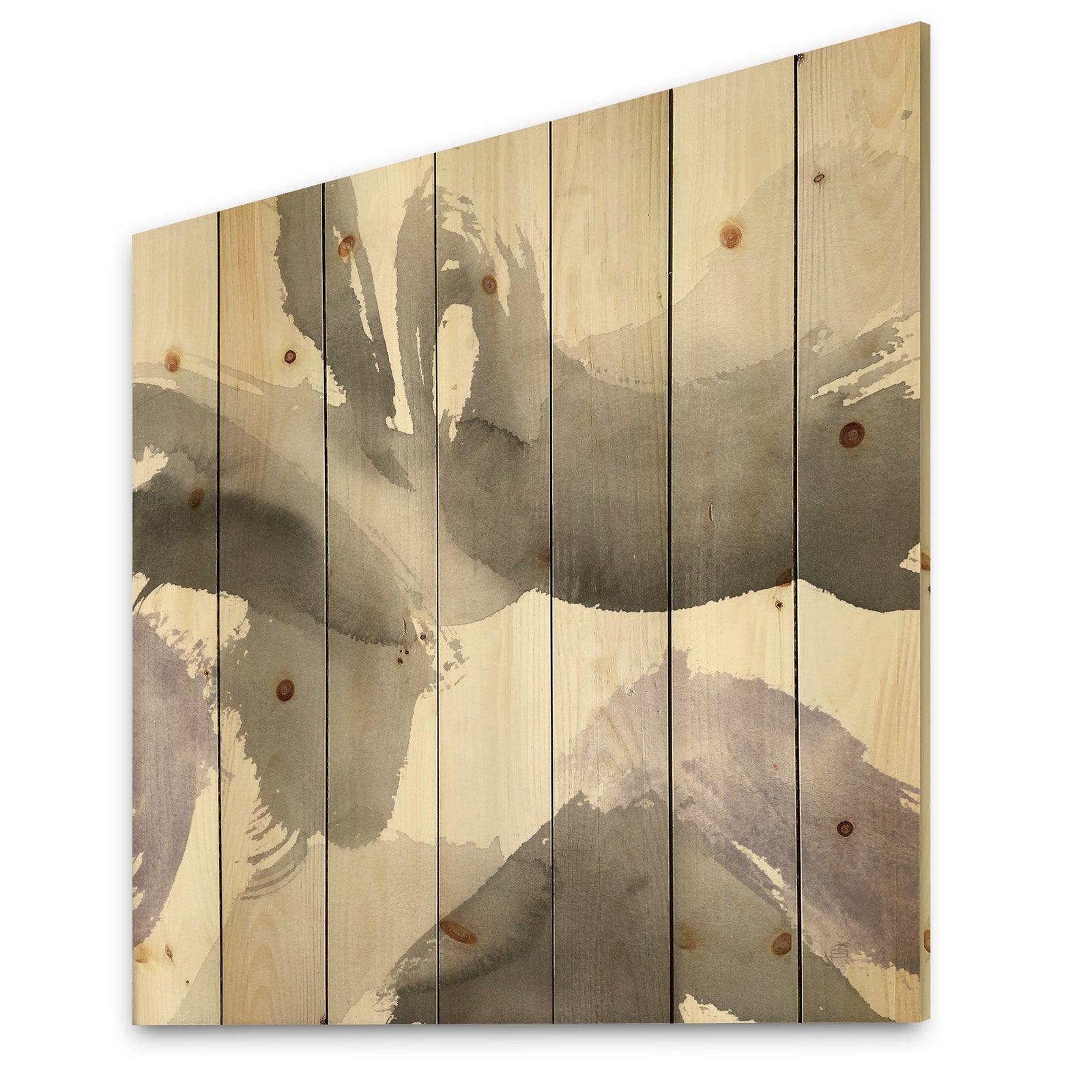 minimal geometric Gesture IV - Transitional Print on Natural Pine Wood