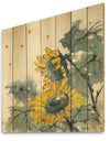 Tradionnal Sunflower II - Cabin & Lodge Print on Natural Pine Wood