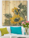 Tradionnal Sunflower II - Cabin & Lodge Print on Natural Pine Wood