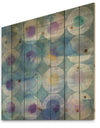 Watercolor Geometrical Circles I - Mid-Century Modern Print on Natural Pine Wood