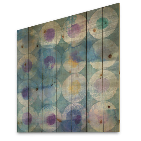 Watercolor Geometrical Circles I - Mid-Century Modern Print on Natural Pine Wood