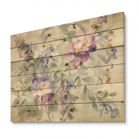 Garden Dreams Flower - Traditional Print on Natural Pine Wood