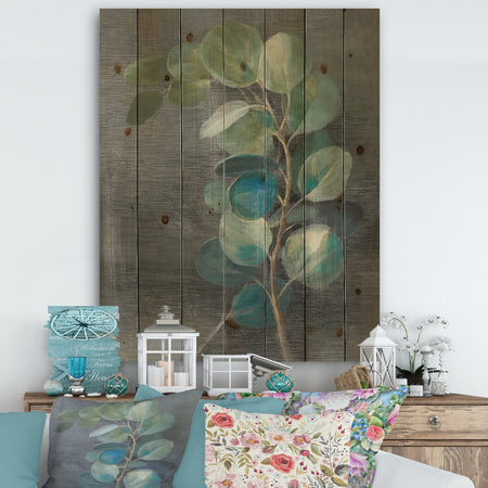 Fresh leaves II - Traditional Print on Natural Pine Wood