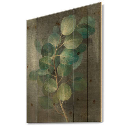 Fresh leaves I - Traditional Print on Natural Pine Wood