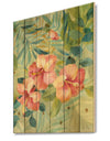 Hibiscus Garden III - Traditional Print on Natural Pine Wood